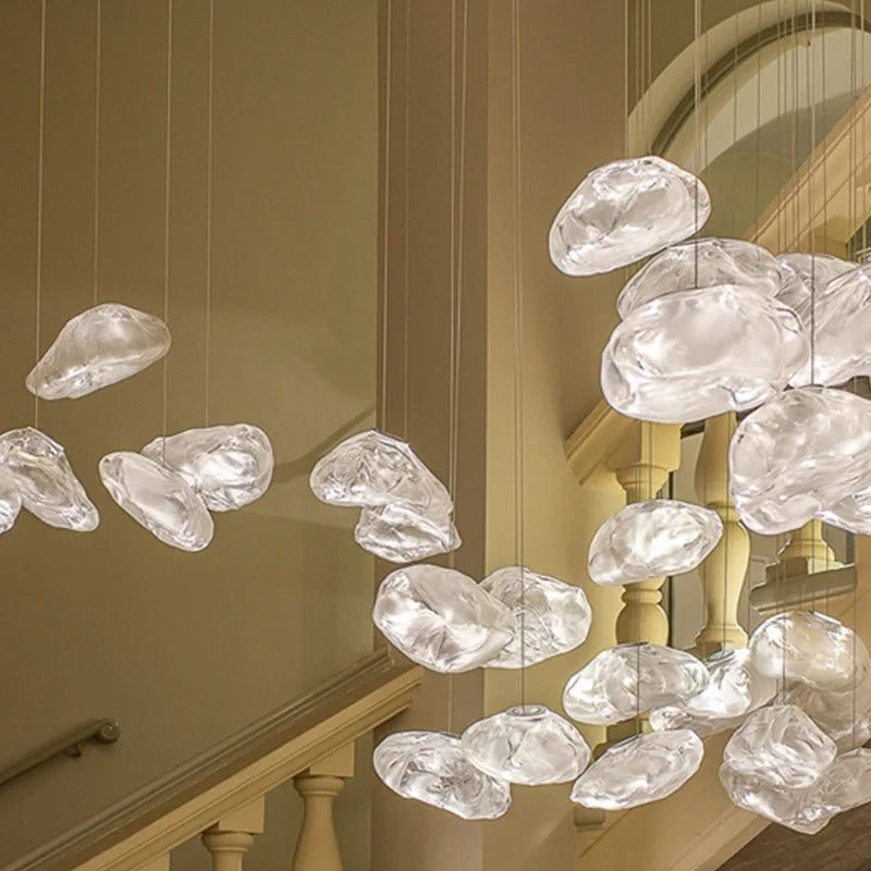 Lámpara de araña de vidrio Luminara Cascade con marco de aluminio | Lersk