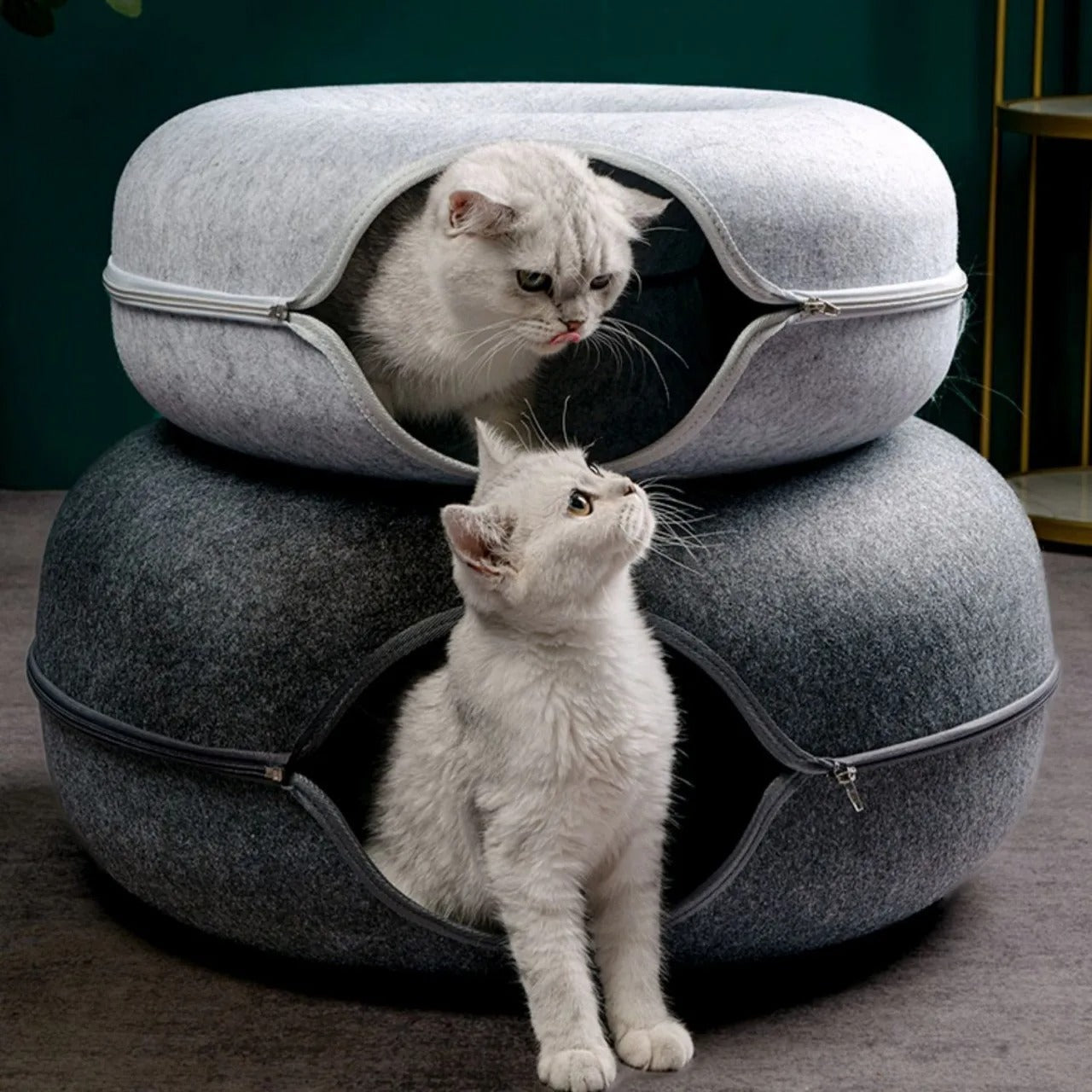 Grand tunnel-lit pour chat en forme de beignet confortable pour jouer et dormir | Lersk