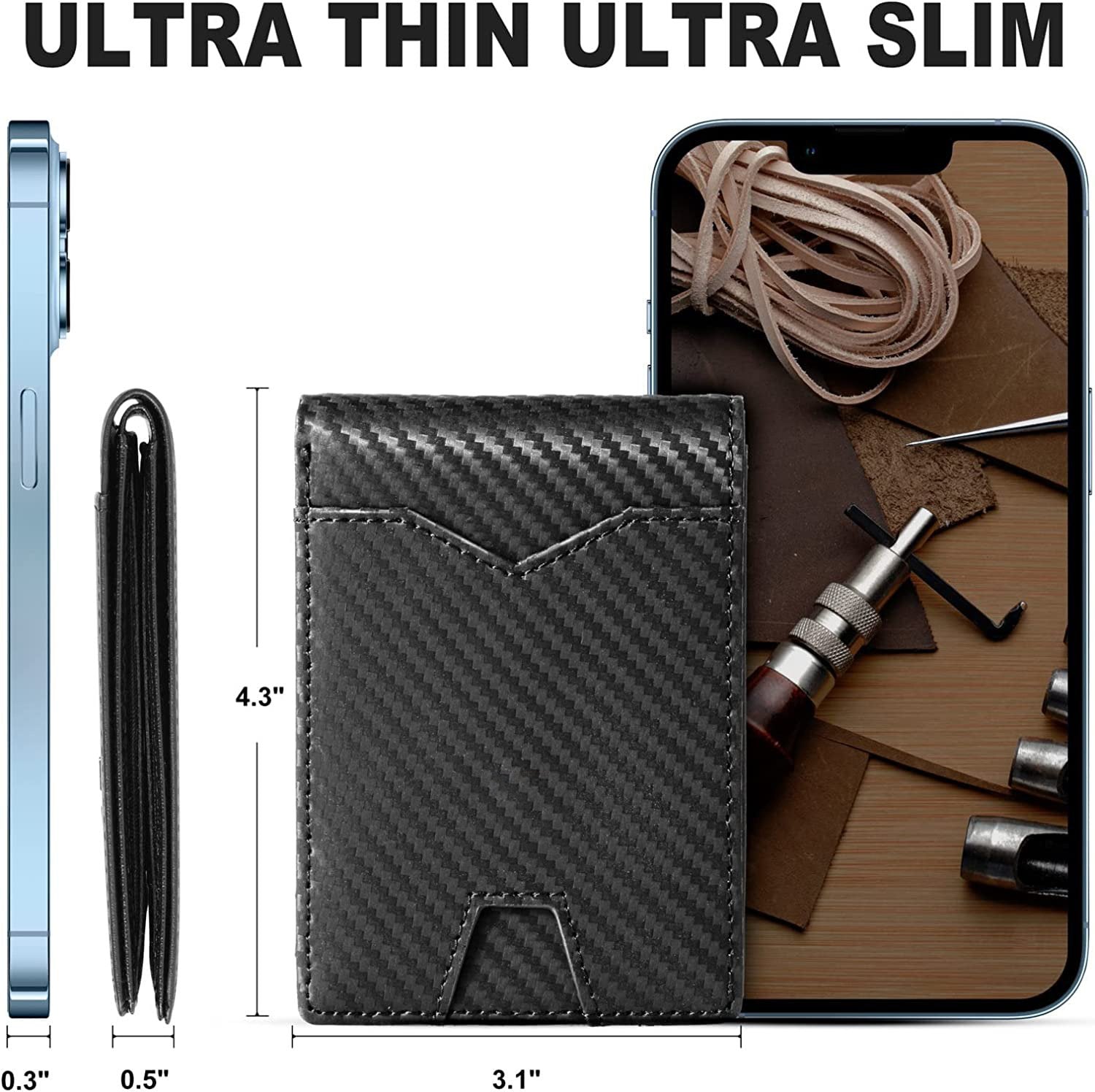 Men's Slim RFID Wallet Leather Card Holder Black For Everyday Carry Essentials Today | Lersk