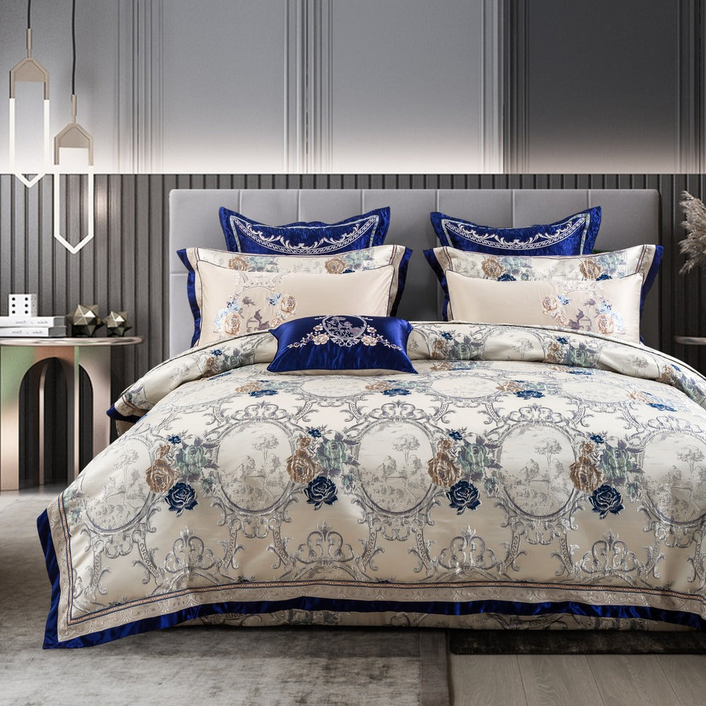 Orenda Bloom Jacquard Bedding Set With Floral Embroidery | Lersk