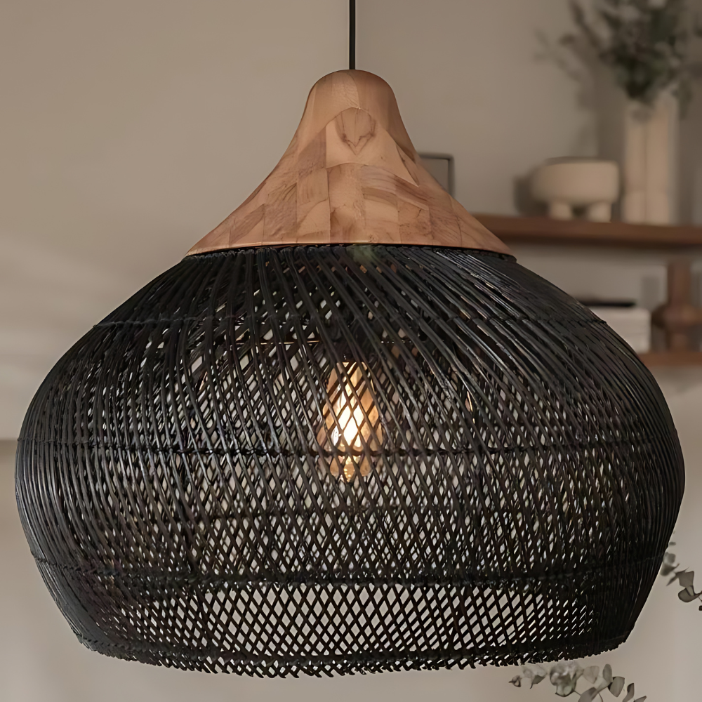 Asterra Handwoven Rattan Pendant Light Boho Ceiling | Lersk