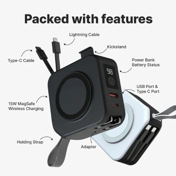RoamCore 5-in-1 Portable Wall Charger, Wireless Power Bank | Lersk