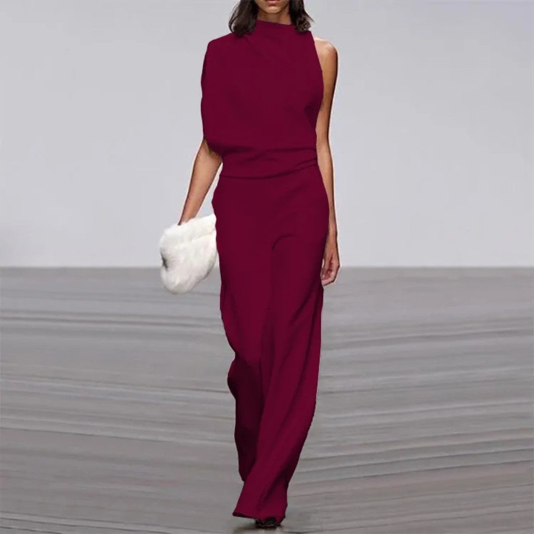 Elegant ærmeløs jumpsuit med skræddersyet pasform og vid ben-silhuet Jumpsuit-stil | Lersk