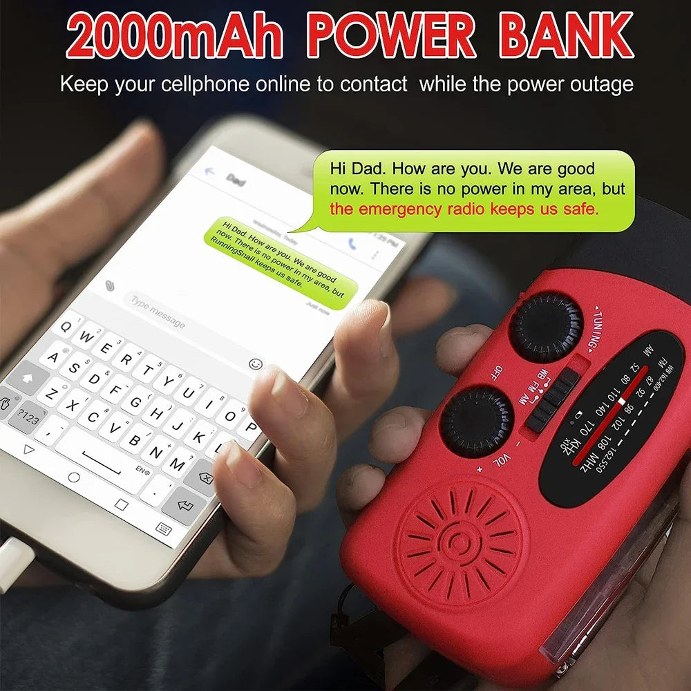 LifeSaver Wind Up Radio Solar Emergency Power Bank Outdoors | Lersk