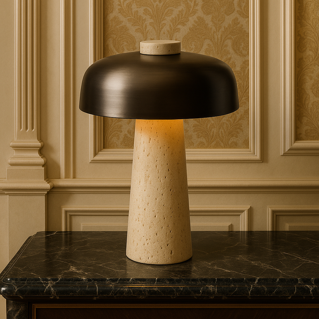 Mushroom Table Lamp With Stone Base, Modern Decorative Light | Lersk