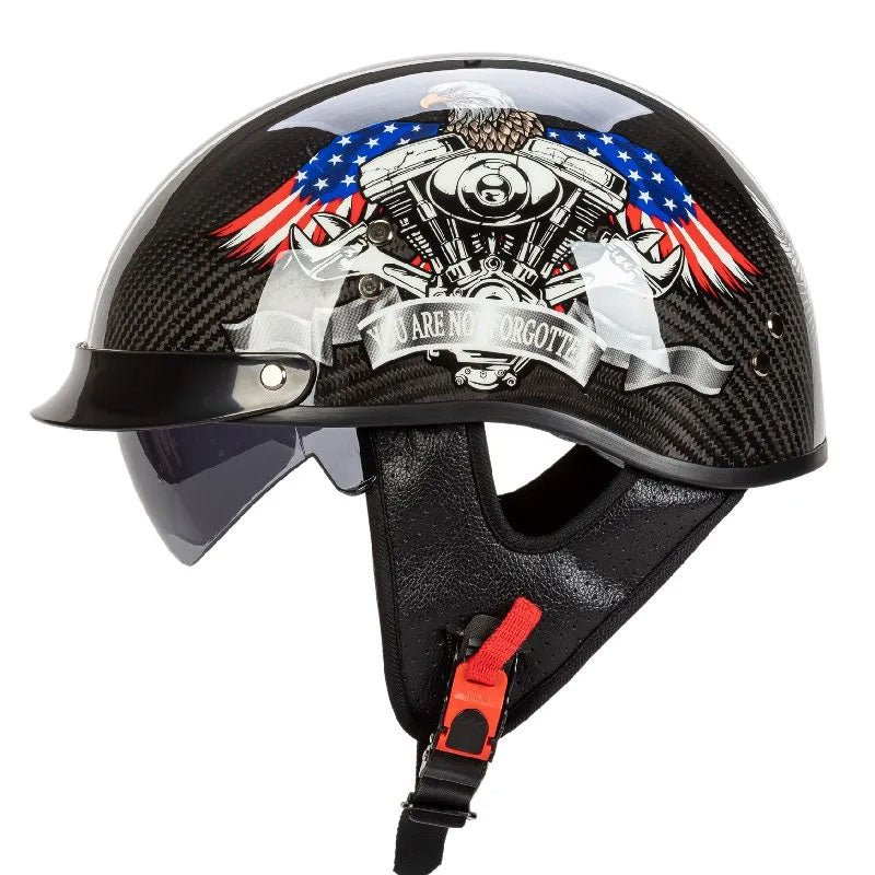 CarbonFiber Retro Half Face Helmet For Riders Lightweight DOT ECE Approved | Lersk