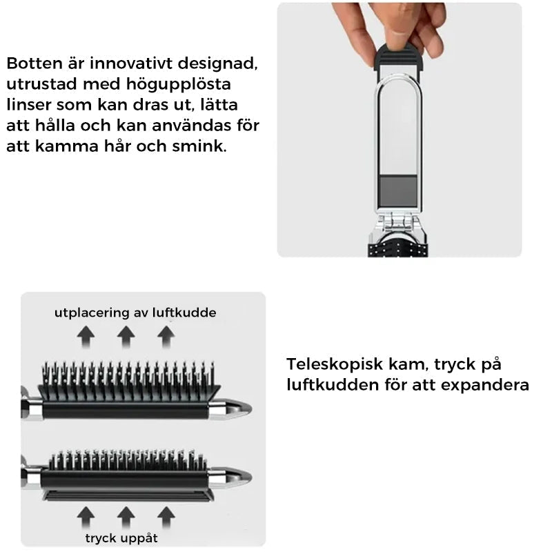 MirrorFlex Spazzola per Capelli da Viaggio Specchio Pieghevole e Compatta Pratica per Styling in Movimento | Lersk