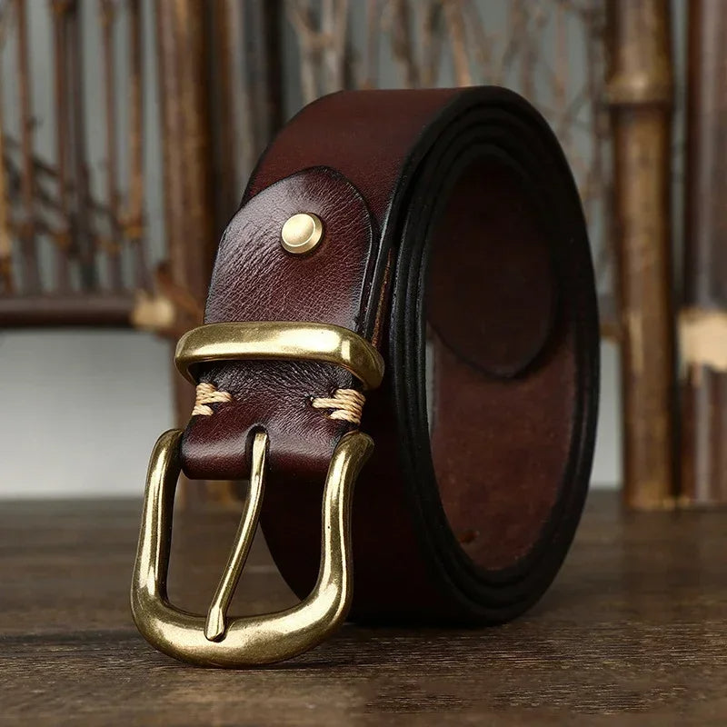 Torin Full-Grain Leather Belt With Brass Buckle Everyday | Lersk