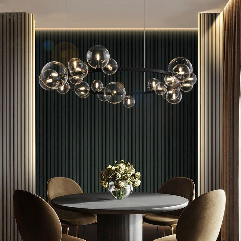 NoirLuxe | Splendido lampadario con lampadine in vetro nero | Lersk