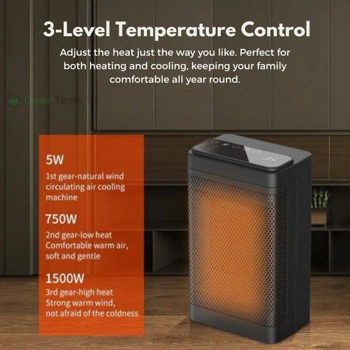 Portable PTC Fan Heater With Remote And Adjustable Temp | Lersk