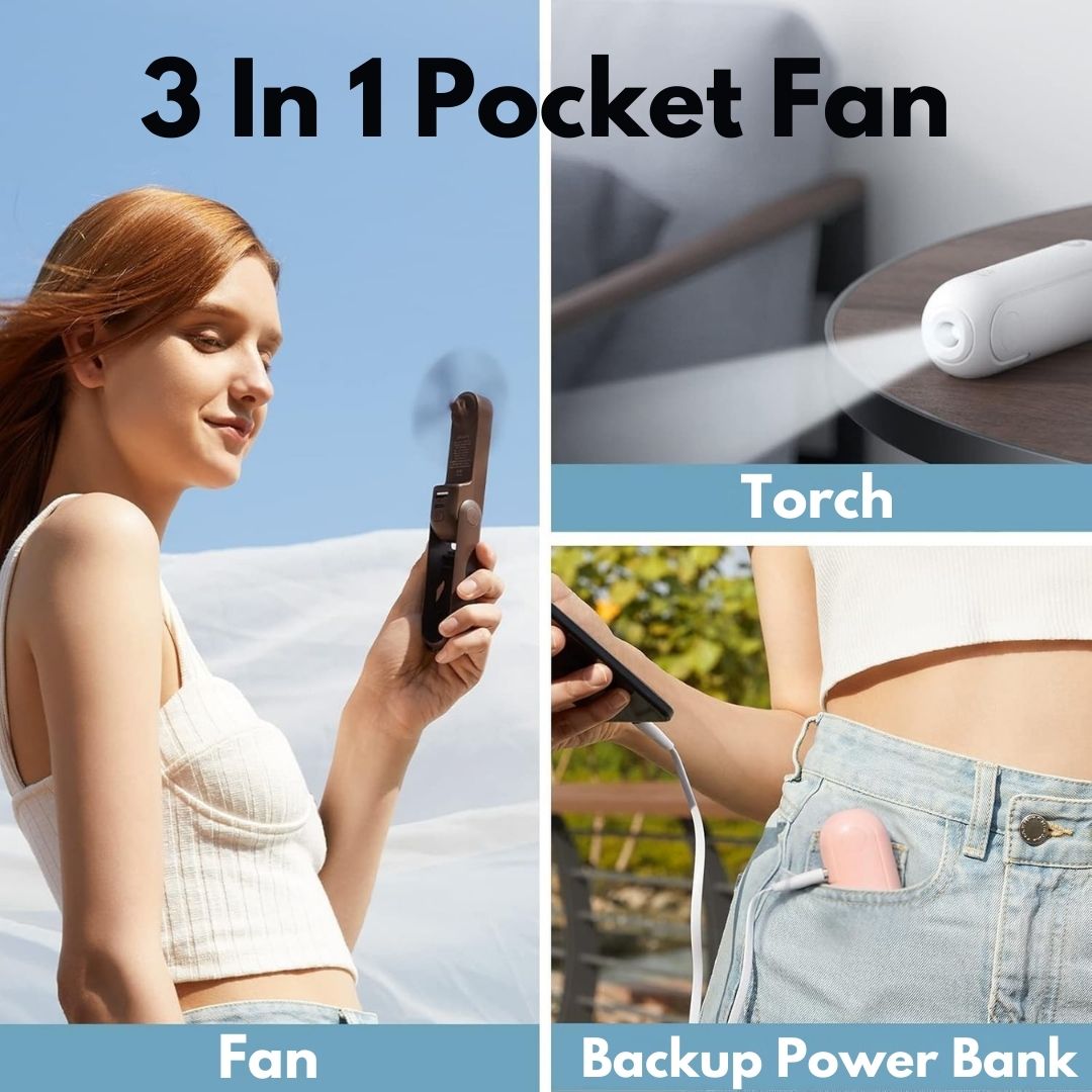 ZephyrGo 3 In 1 Travel Mini Fan With LED Light And USB Power | Lersk