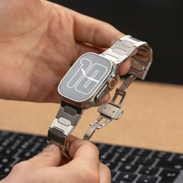 Aureon Titanium Bracelet With Butterfly Clasp For Apple Watch Ultra 1/2 | Lersk