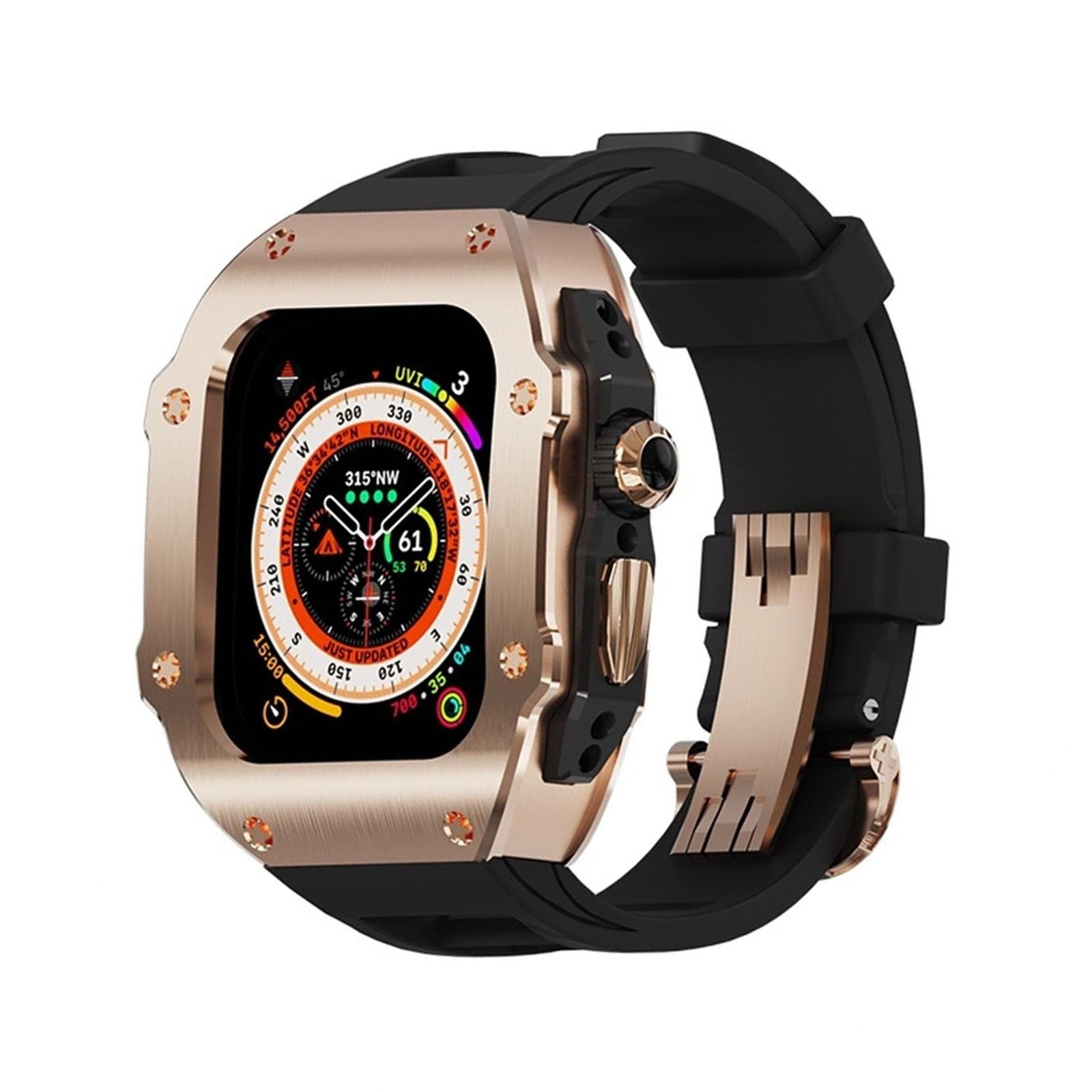 Pouzdro Kirell Arc Series z nerezové oceli s fluoro kaučukovým páskem pro Apple Watch Ultra | Lersk