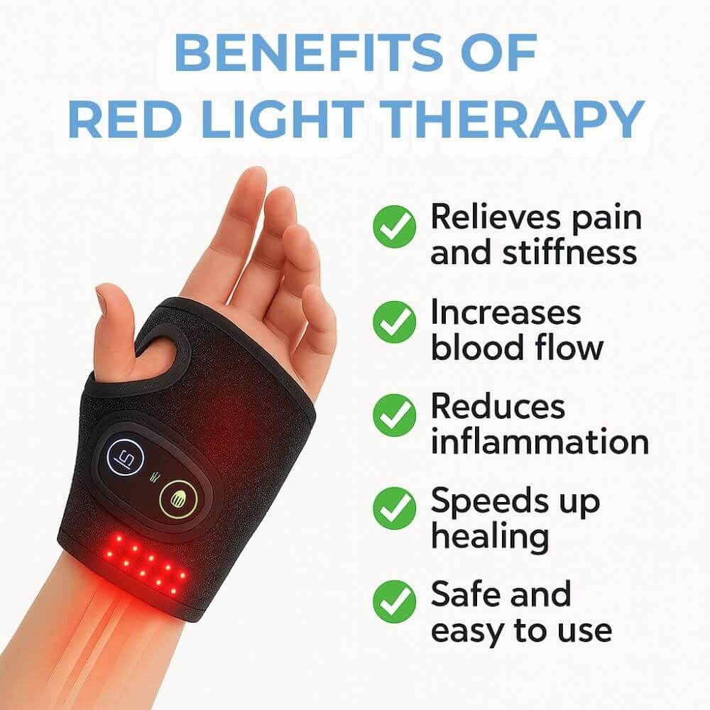 Red Light Therapy Wrist Wrap with Near-Infrared for Hand and Wrist Comfort and Circulation Support | Lersk