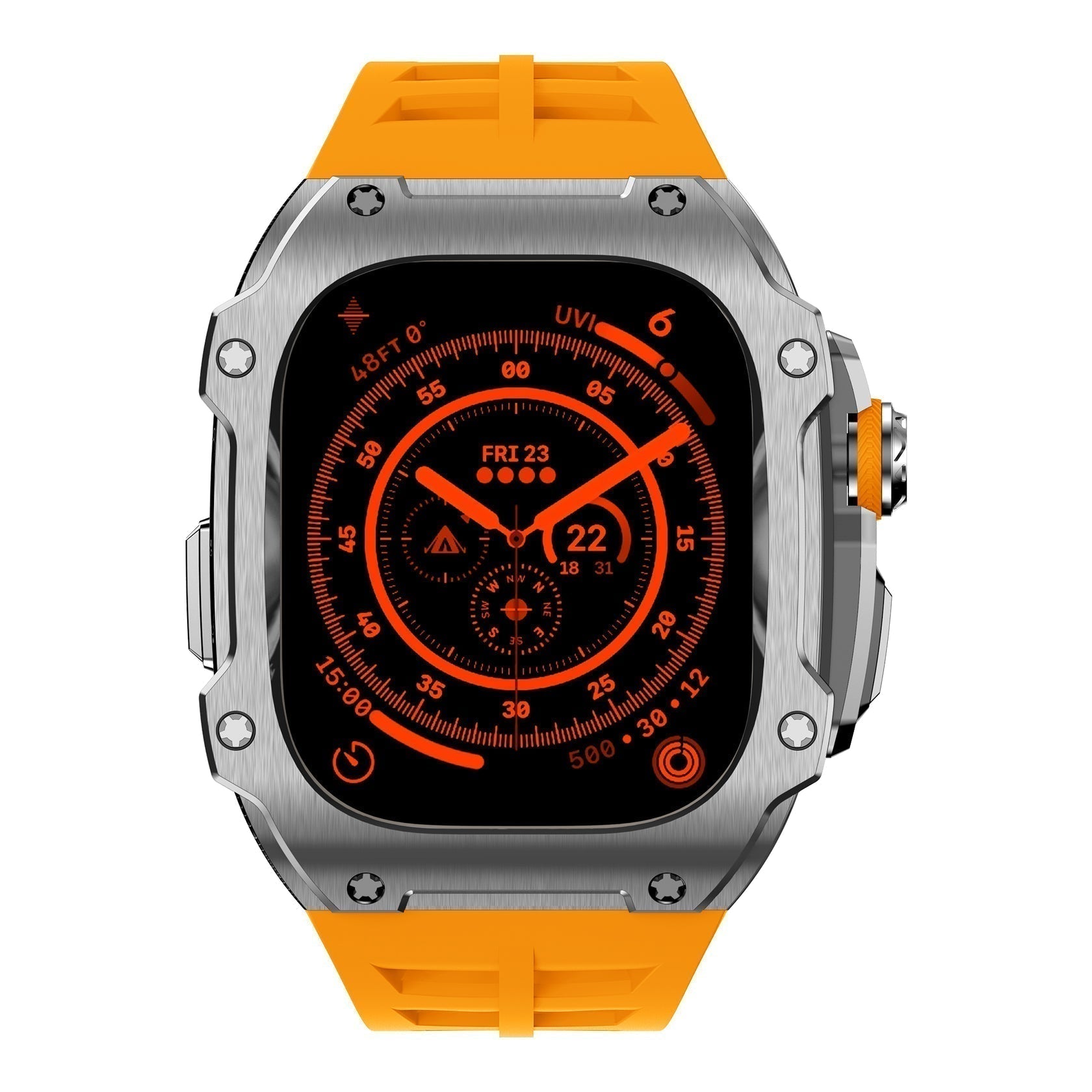 Trevon Series | Stříbrné pouzdro z nerezové oceli pro Apple Watch Ultra | Lersk