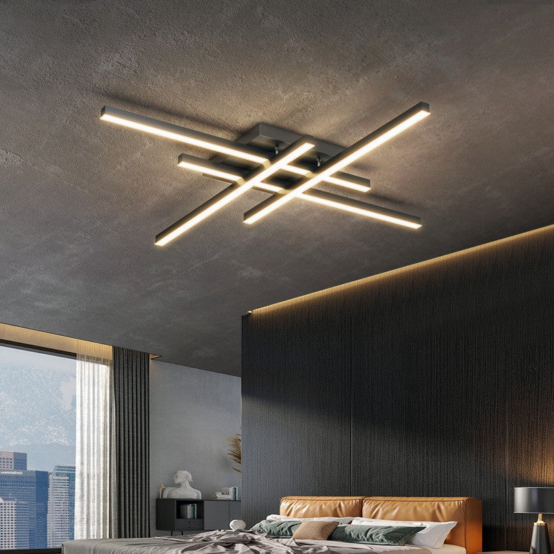 Modern Linear 4-Head LED Ceiling Light With Dimmable Brightness In White Or Black Finish | Lersk