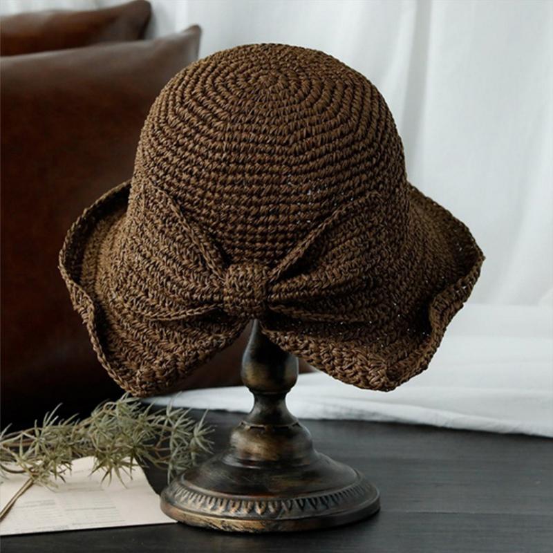 Retro Folding Straw Hat With Bow Retro Folding Straw Hat With Bow Retro Folding Straw Hat With Bow | Lersk