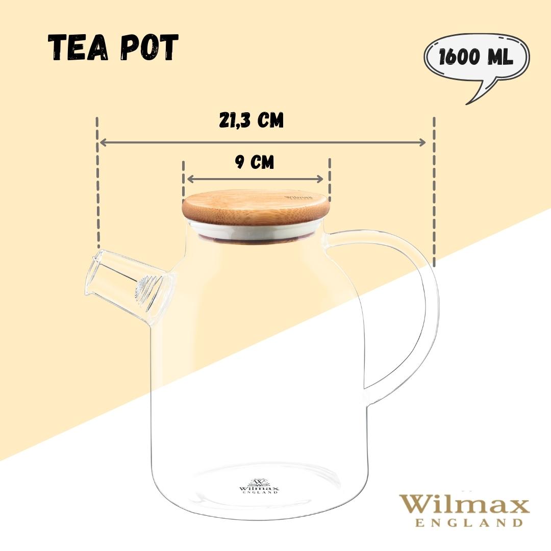 Teiera in vetro termico 54oz di Wilmax per amanti del tè, adatta per piano cottura | Lersk