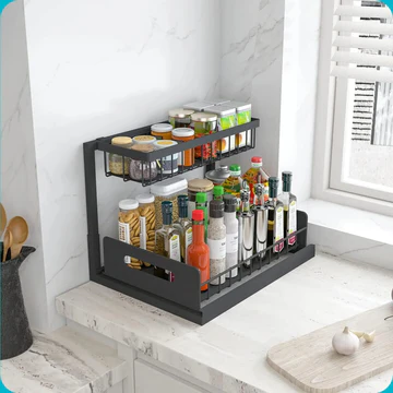 Two Tier Slide Out Under Sink Organizer For Under Sink Cabinet Organization Storage | Lersk