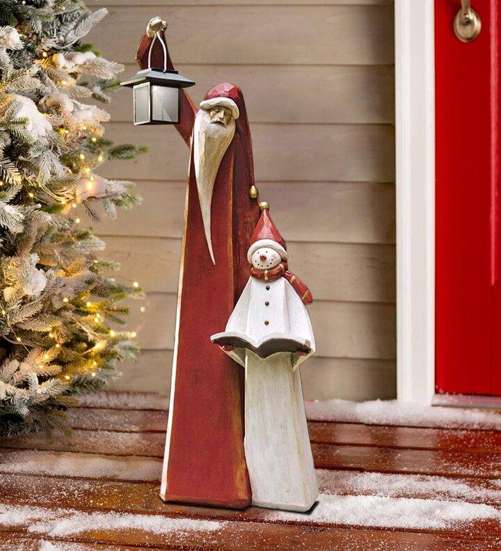 Weihnachtsmann- und Schneemann-Skulptur für Weihnachtsdekoration innen und außen | Lersk