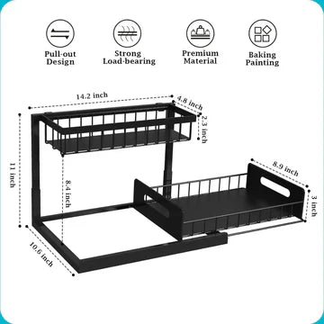 Two Tier Slide Out Under Sink Organizer For Under Sink Cabinet Organization Storage | Lersk