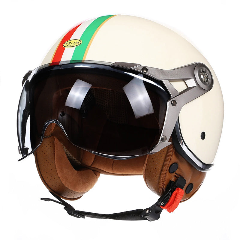 LyraJet Vintage Racer Helmet With Bubble Visor Shield | Lersk