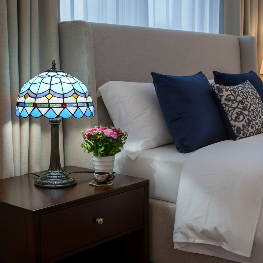 Lampada da tavolo vintage in vetro colorato per illuminazione elegante della casa | Lersk