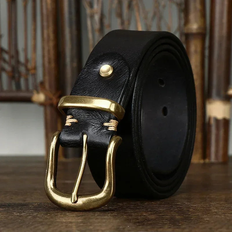 Torin Full-Grain Leather Belt With Brass Buckle Everyday | Lersk