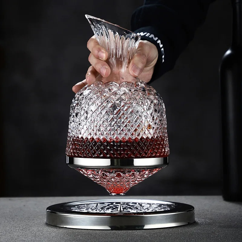 Decanter per vino in cristallo AureoSpin 1500ml con rotazione a 360° | Lersk