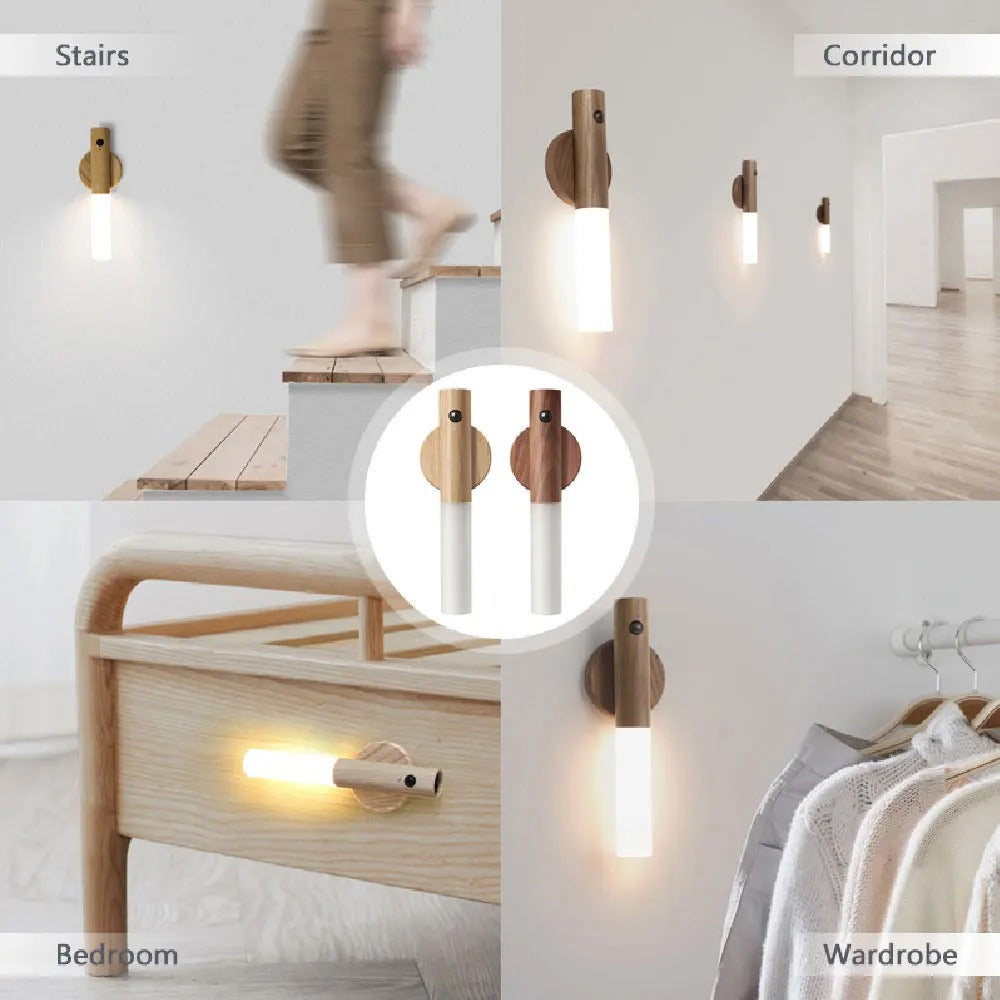 Dobíjecí LED nástěnná lampa USB s magnetickým pohybovým senzorem pro ložnici a domov | Lersk