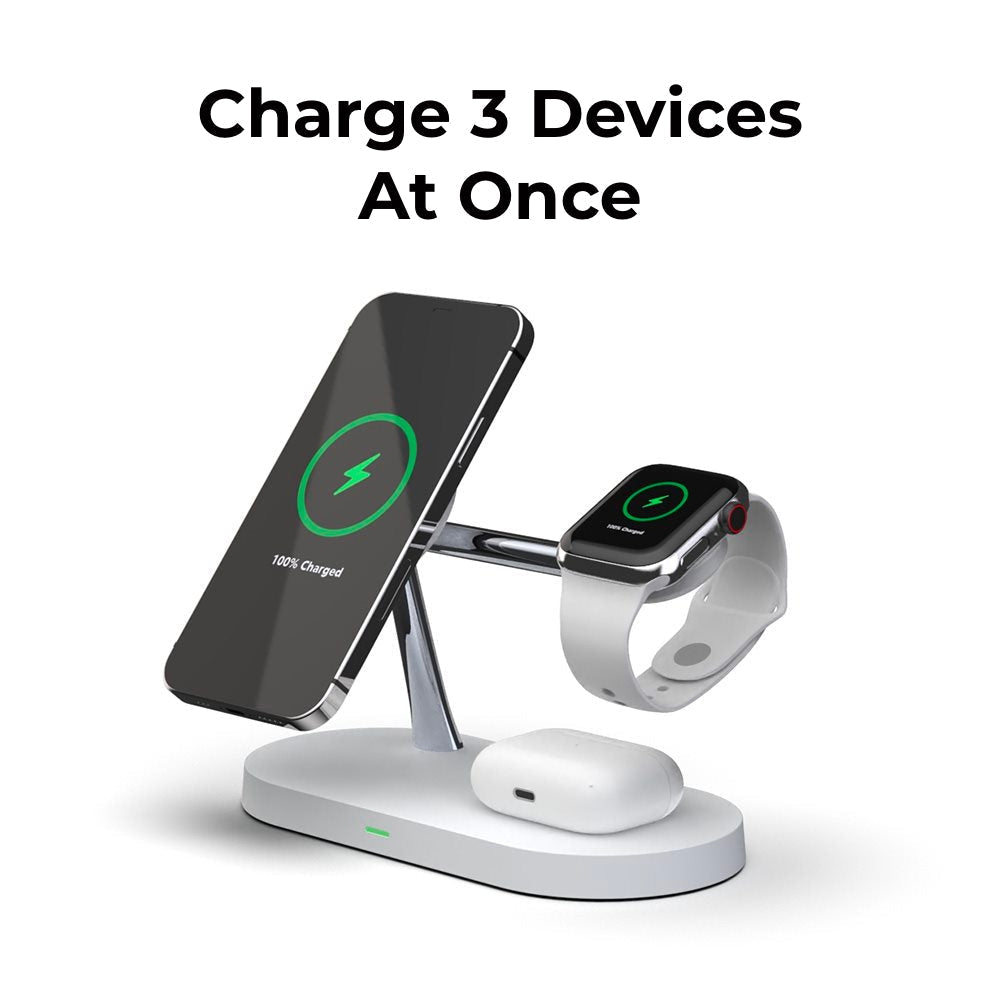 شاحن لاسلكي QuattroCharge 4 في 1 MagSafe للآيفون، الساعة وسماعات الأذن | Lersk