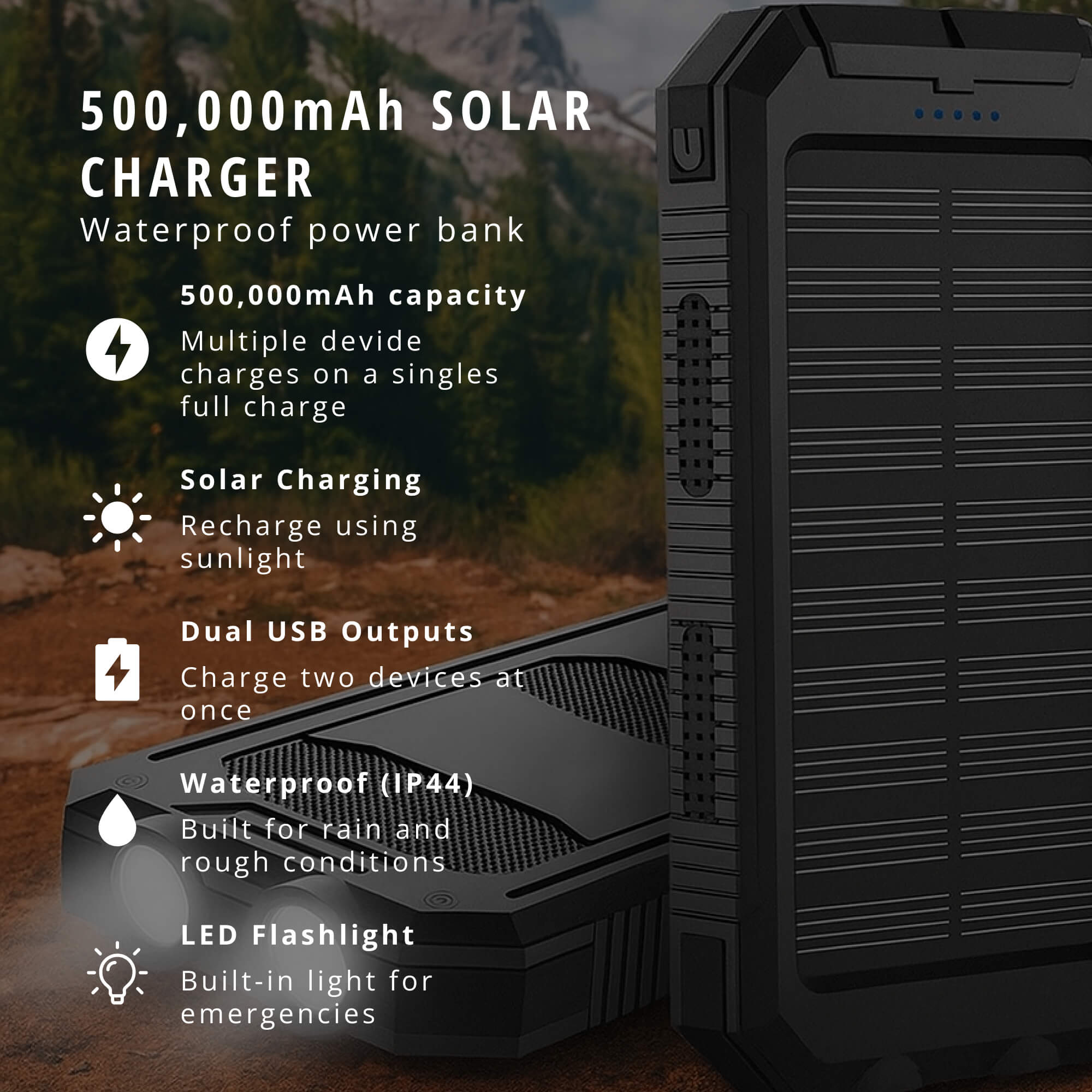 LumaCharge Peak 50000mAh Batterie Externe Solaire Étanche | Lersk