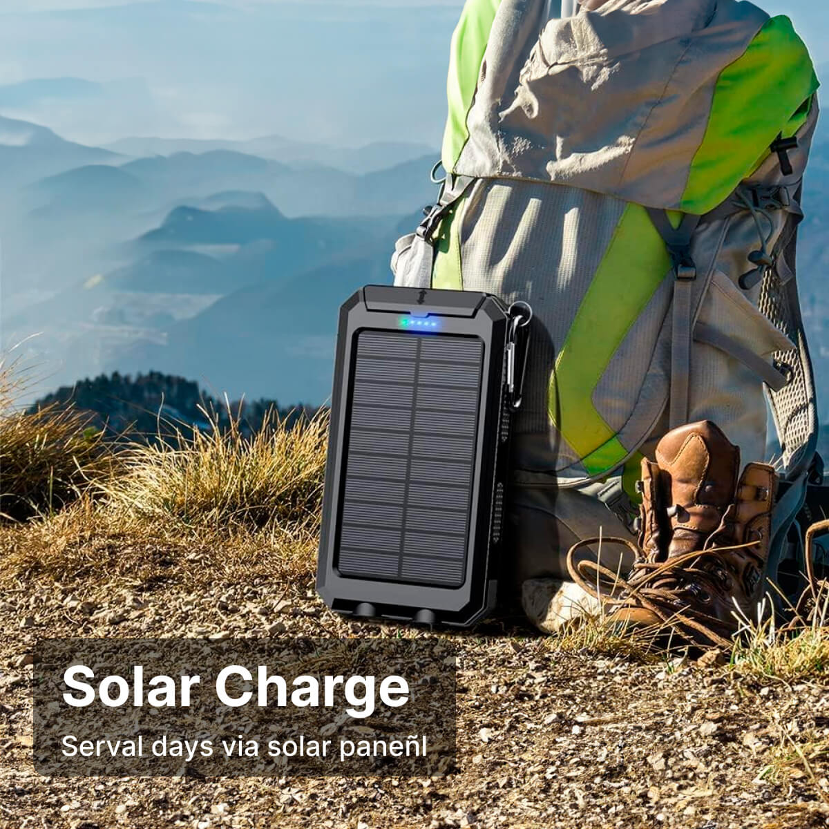 SolaraGuard 50000mAh solcelle-powerbank til udendørs brug, vandtæt med dobbelte USB-porte | Lersk