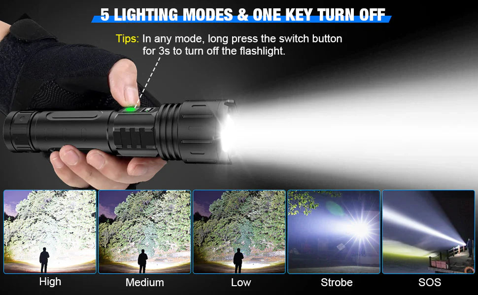 Latarka LED PulseFire 100K z akumulatorem 5000mAh | Lersk