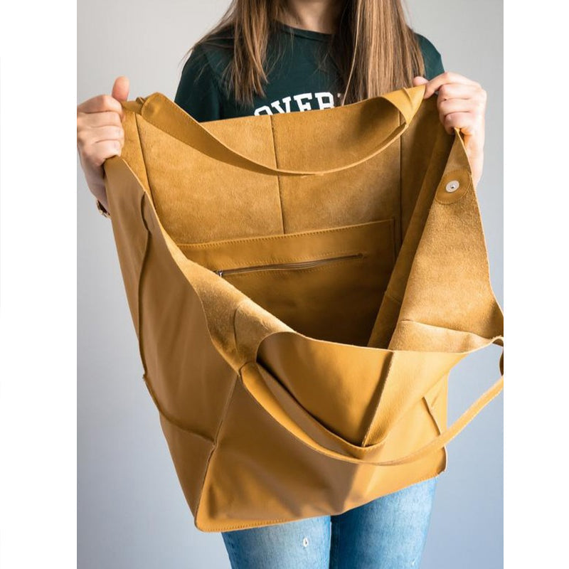 Oversized Leather Tote Bag For Women, Elegant Everyday Carryall For Daily Essentials | Lersk