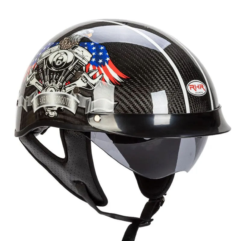 CarbonFiber Retro Half Face Helmet For Riders Lightweight DOT ECE Approved | Lersk