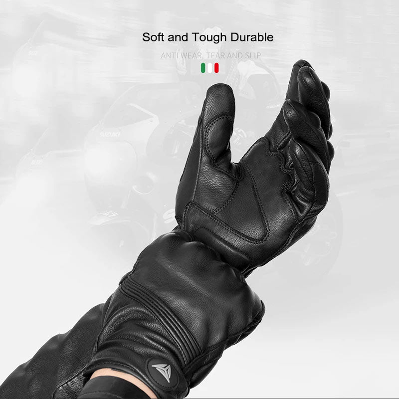 Guanti da Moto in Pelle VeloGuard, Compatibili con Touchscreen, Caldi e Resistenti | Lersk