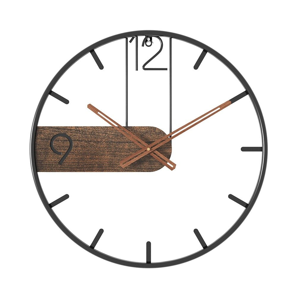 Walnut and Steel Modern Wall Clock for Living Room Decor | Lersk