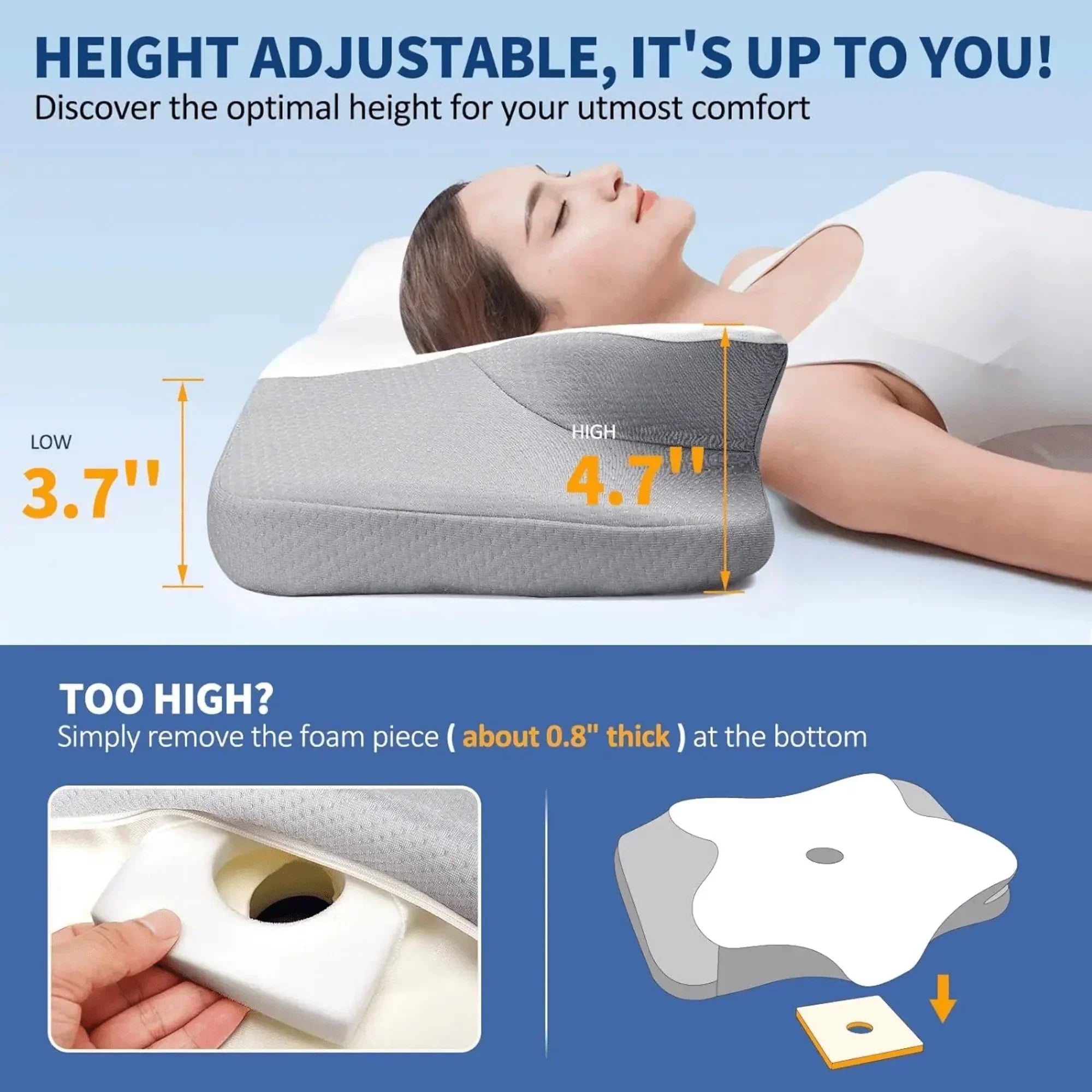 SomniWing Butterfly Memory Foam Pude | Ortopædisk Støtte til Smertelindring | Lersk