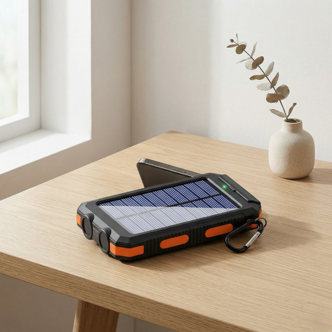 Przenośny power bank solarny z lampą LED do codziennego użytku | Lersk