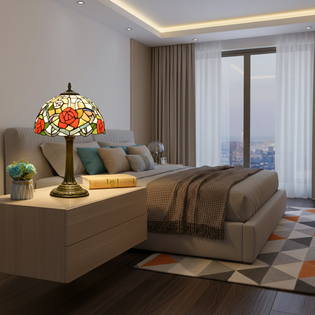 Lampada da tavolo vintage in vetro colorato per illuminazione elegante della casa | Lersk