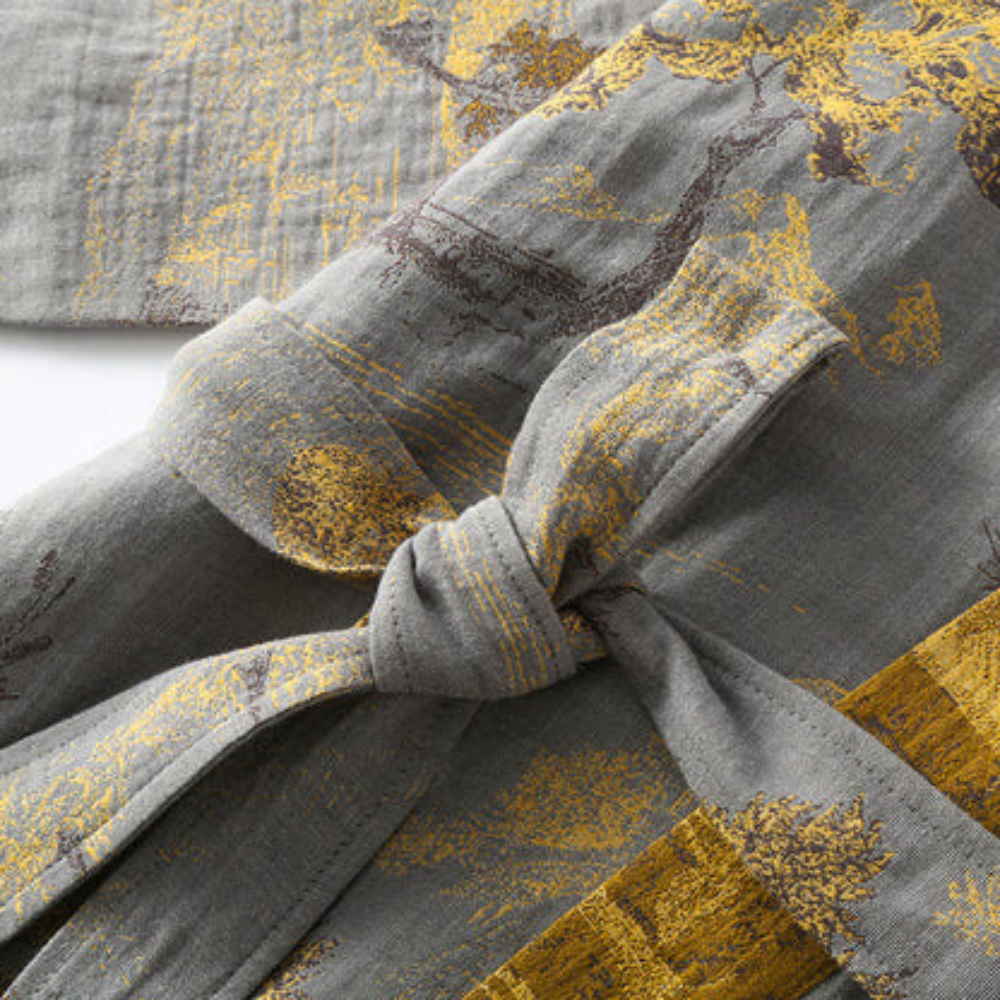 Rustikale Eleganz Reiner Baumwoll-Kimono-Bademantel für Damen zum Entspannen | Lersk