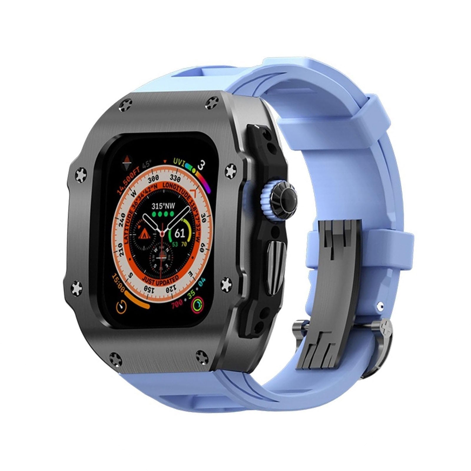 Ravelle Series | Fluororubber Band & Stainless Steel Case for Apple Watch Ultra | Lersk