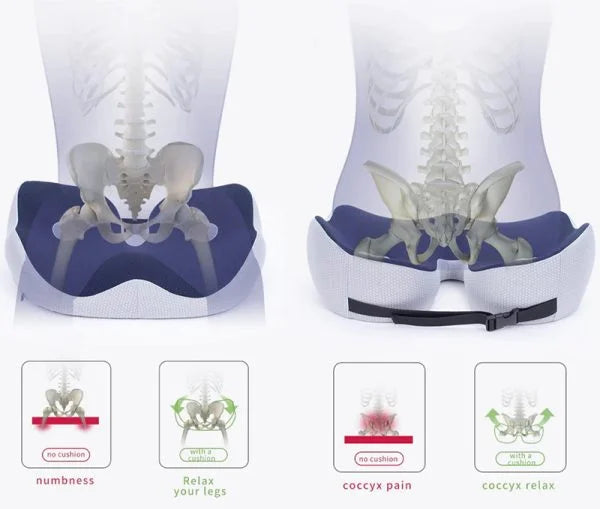 Cojín Ajustable de Espuma Viscoelástica ErgoNest para Alivio de Huesos Isquiáticos | Lersk