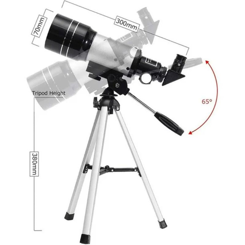Professional Astronomical Telescope 70mm Aperture, 300mm Focal Length With Easy Setup For Stargazing And Nature | Lersk