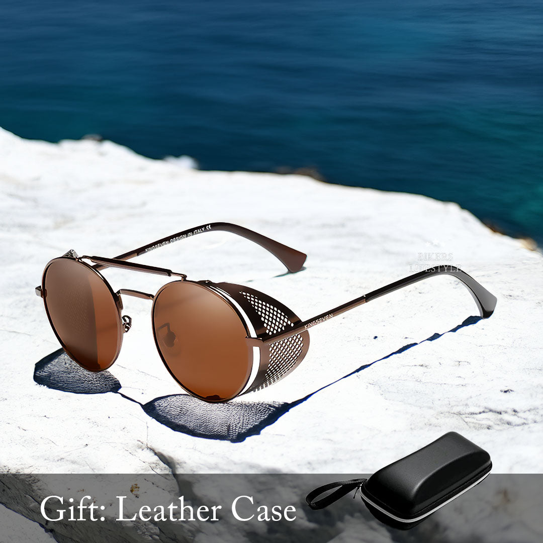 Gothic Steampunk Polarized Round Sunglasses For Men | Lersk