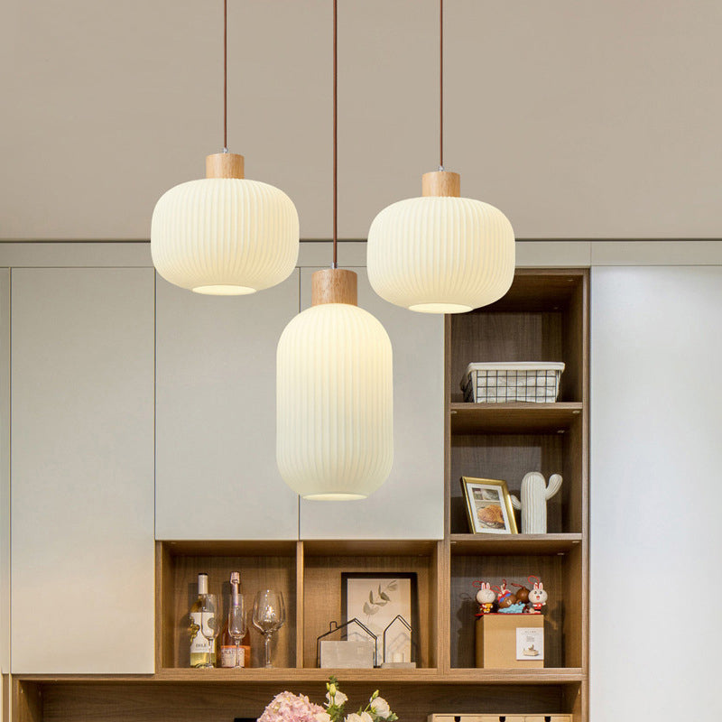 TimberGlow Wood and Glass Pendant Lamp with LED Lighting | Lersk
