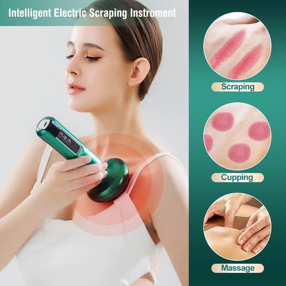 NovaFlow 3-i-1 kopmassageapparat med sugefunktion og Gua Sha | Lersk