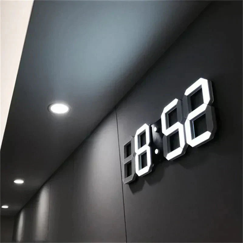 ساعة حائط رقمية ثلاثية الأبعاد LED بتصميم عصري، وظيفة تعتيم، ورؤية مثالية | Lersk