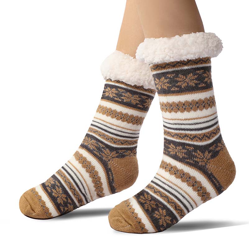 Calcetines para casa tipo pantufla de cachemira ultra gruesa Snowflake | Lersk